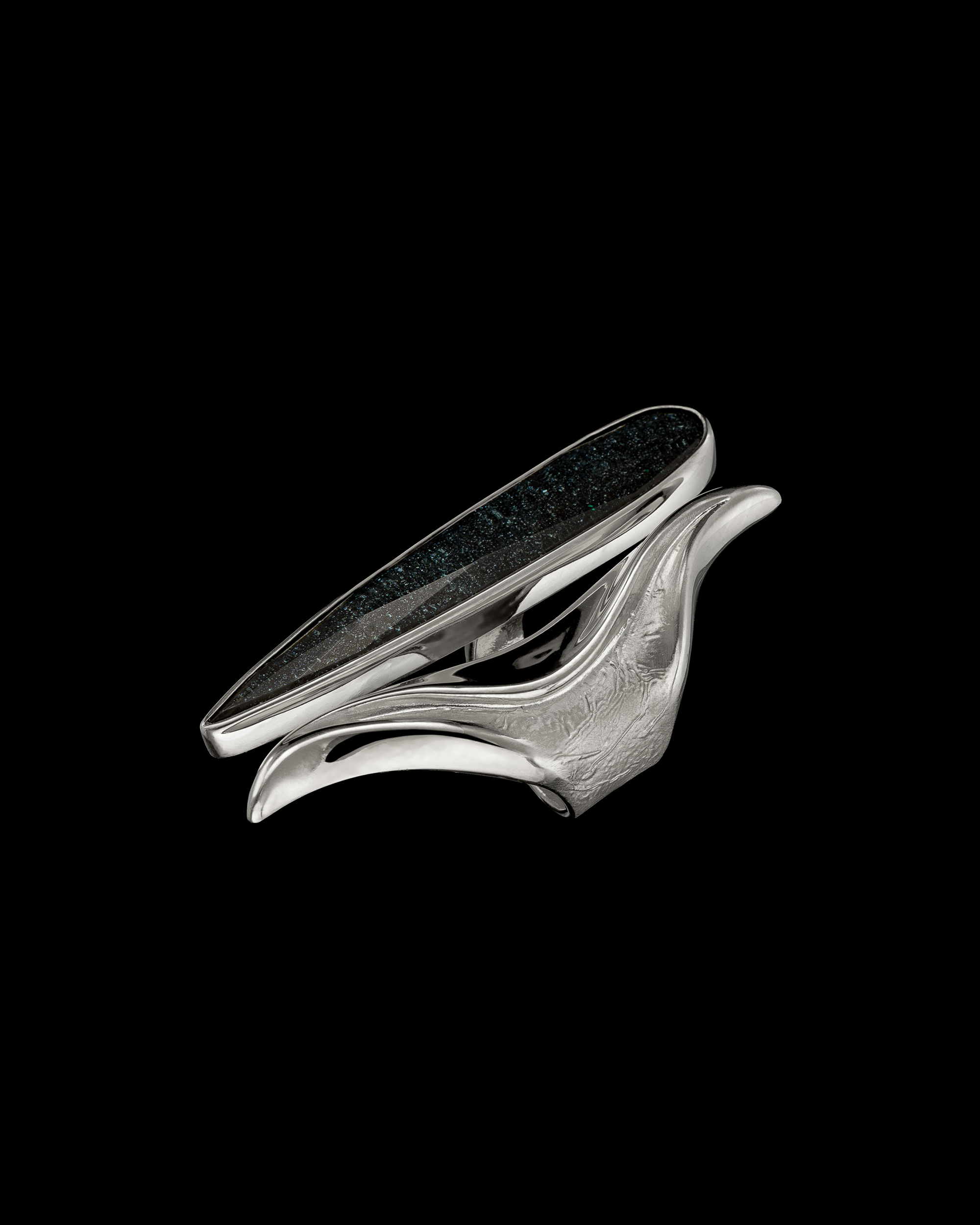 Hematite-Crystal Quartz Doublet Ring